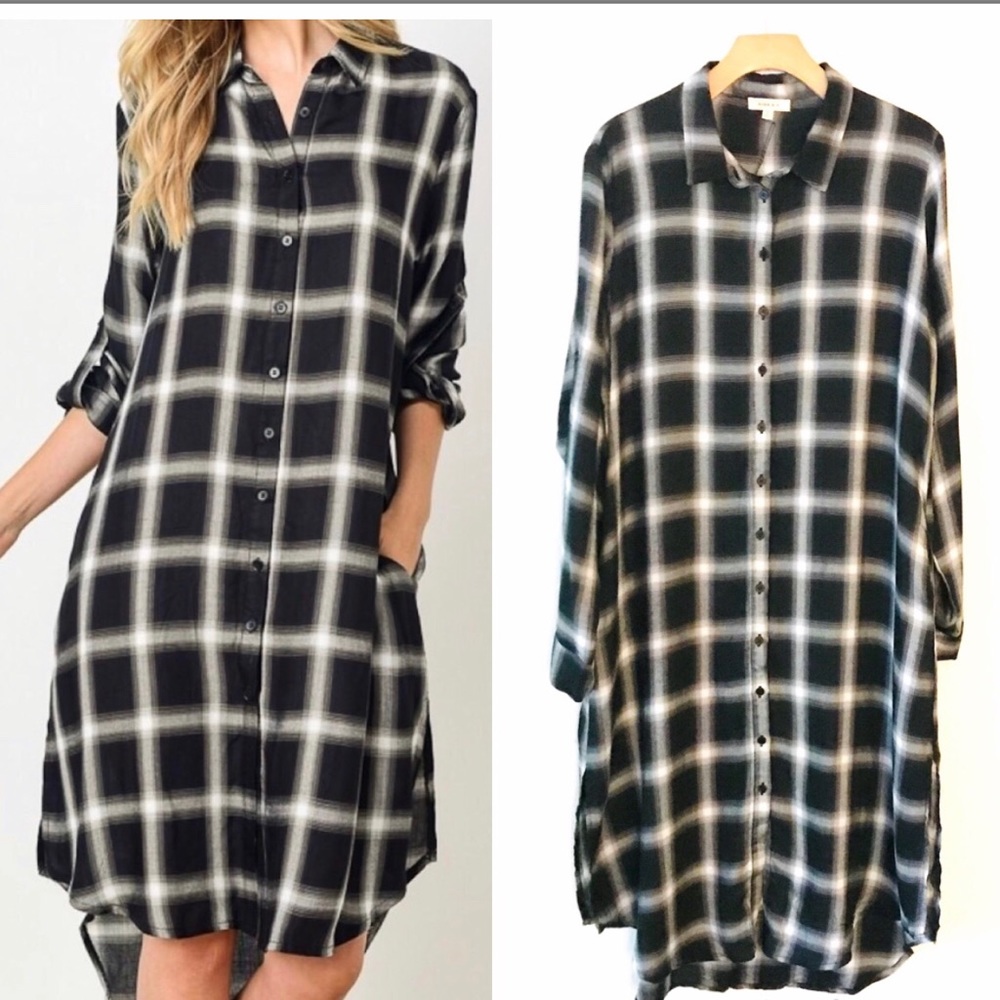 NWT Gilli Plaid Hi/Low Shirt Dress